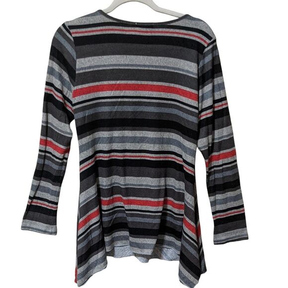One World Melia Embellished beaded Striped Asymmetrical tunic top M - Picture 2 of 6